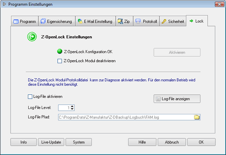 Screenshot für Z-OpenLock