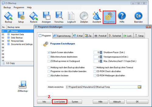 Z-Dbackup Live Update