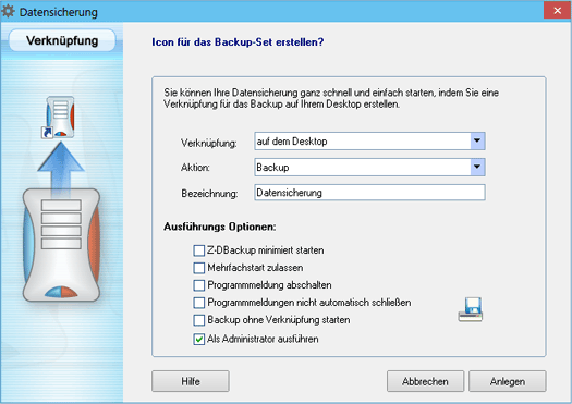 Icon für Backup auf dem Windows Desktop erstellen