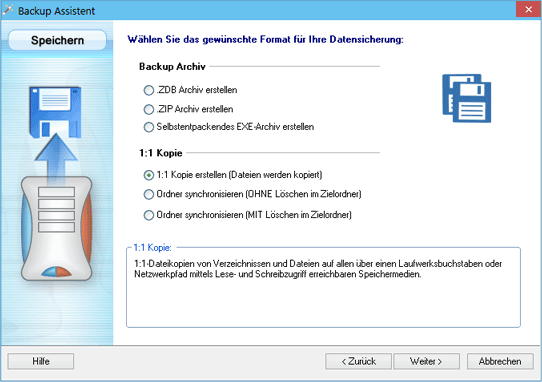 Schreenshoot - Backup Assistent
