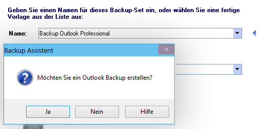 Outlook-Backup mit Z-DBackup