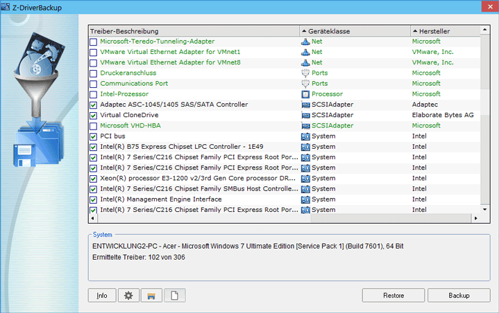 Treiber Backup Screenshot anzeigen
