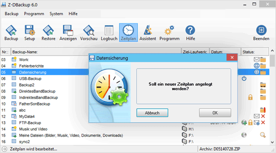 Automatisierte Datensicherung mit Z-DBackup und Z-Cron