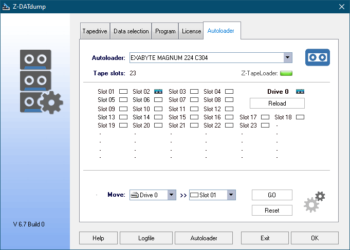 Tape Library Autoloader Settings