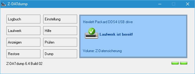Backup auf Band Z-DATdump Screenshot