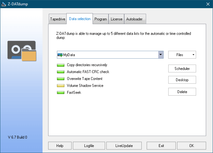 Tape Backup Software Tape Backup Data Selection