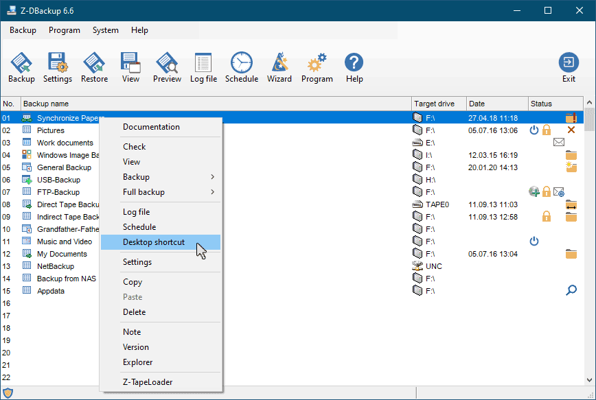 1 Click Backup Backup Desktop Icon
