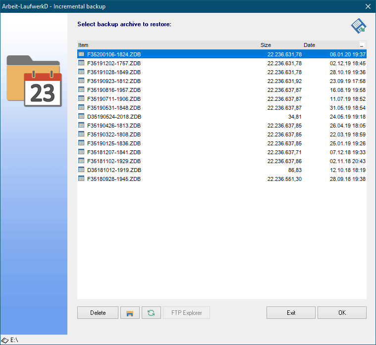 Backup Version Management Backup Version Restore