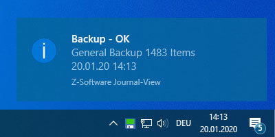 Backup Monitoring Z-Journal OK Message