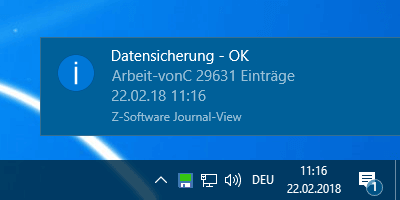 Backup Überwachung Z-Journal Nachricht OK